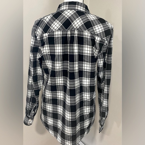 Talbots white and black plaid cotton blouse - Picture 2 of 6